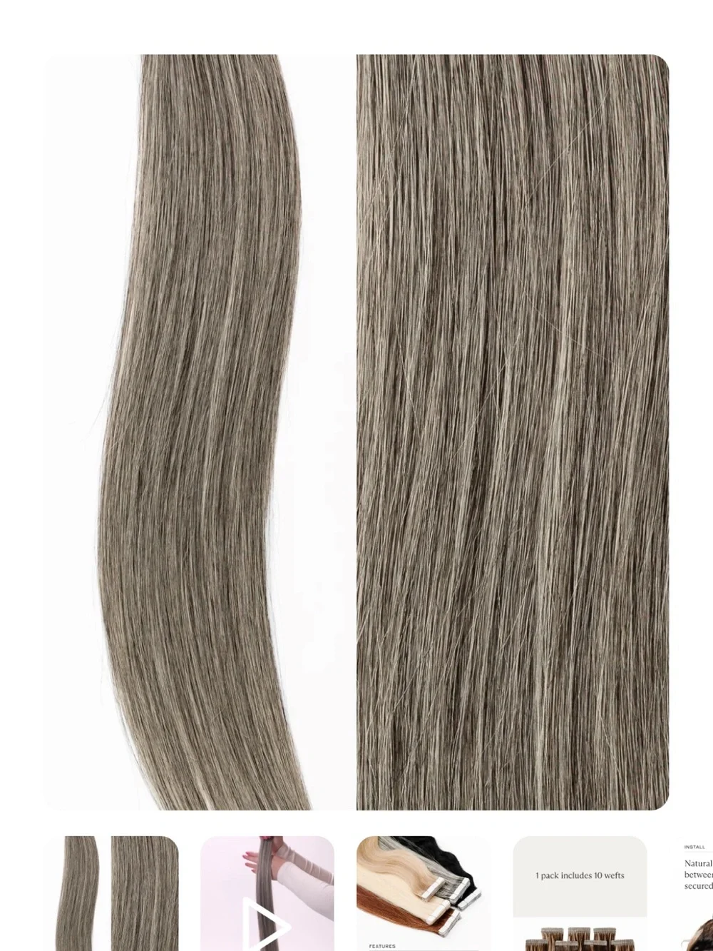 Donna Bella Medium Gray Hair Extensions